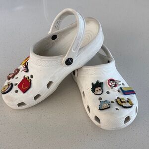 CROCS Kids White Clogs with Colorful Charms